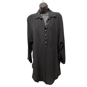 Suzanne top tunic  black   44ch  46H  37L   silk  rhynestone buttons